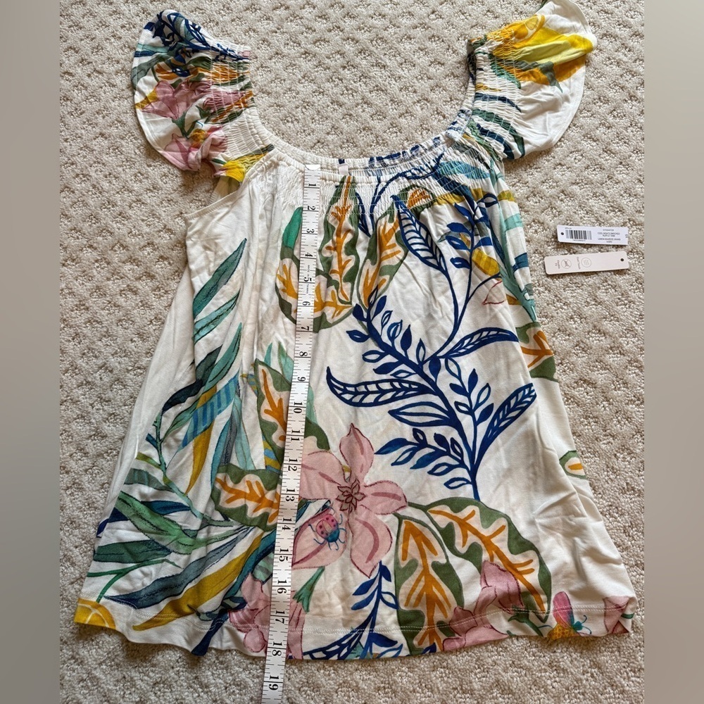 NWT Soma Cool Nights smocked ruffle Pajama Cami tank size XS Lemon Squeeze Ivory - Picture 8 of 12